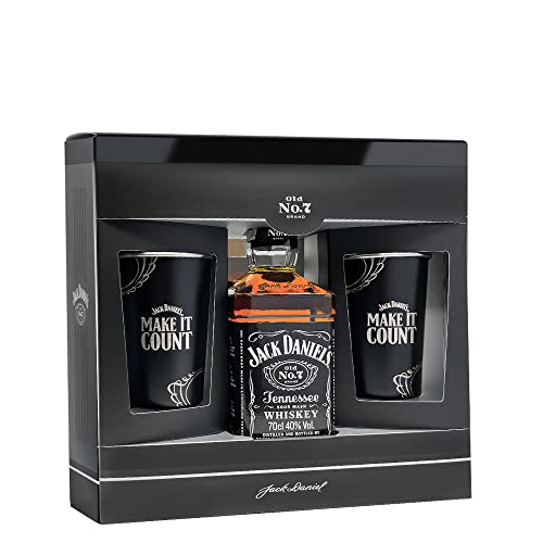 Jack Daniel's Geschenkset + 2 Jack & Cola Metal Becher Set (1 x 0.7 l) Bourbon Whisky von Eroboo