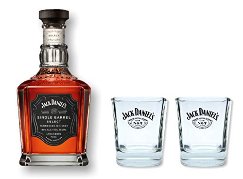 Jack Daniels Single Barrel Whiskey 0,7l 45% Set mit 2 Original Gläser von DETROVA