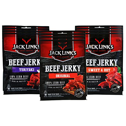 Jack Link's Beef Jerky Mixed Case 70gr - 12er Pack (12x70gr) - Proteinreiches Trockenfleisch vom Rind - Getrocknetes High Protein Dörfleisch - in 3 Varianten von Jack Link's