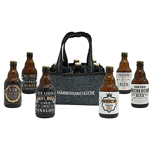 Jack's Männerhandtasche/gefüllt mit 6 Bierflaschen/witzige Sprüche/Herrengeschenk/Partygeschenk/Sixpack/für echte Männer von Jack's