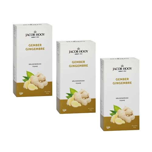 Jacob Hooy® | Ingwer-Kräutertee | Ingweraufguss mit Zitronengras ohne Koffein | Gewürzter Kräutertee in Beuteln – 3 x 20 Filter (108 g) von Jacob Hooy