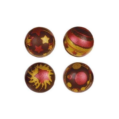 Schokoladendeko 3D Glitzerkugeln rot-gold | 96 Stck | Dekorative Schokolade für Kuchen- und Backkreationen | 2,8cm von Jacobi Decor