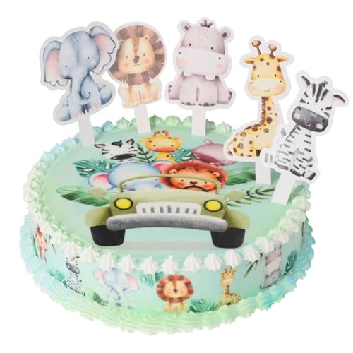 Cake Company Dschungeltiere Motivtorte | Torte Dekoration Set mit Zuckeraufleger, Tortenbändern & Tier-Pickern | Perfekt für Kindergeburtstage & Dschungel-Motto-Partys Cake Company Dschungeltiere Motivtorte | Torte Dekoration Set mit Zuckeraufleger, Tortenbändern & Tier-Pickern | Perfekt für Kindergeburtstage & Dschungel-Motto-Partys von Jacobi Decor