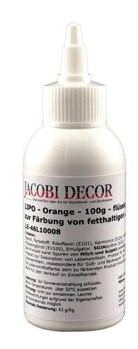 Jacobi Decor Lebensmittelfarbe | LIPO Orange Azofrei 100g zur Färbung von fetthaltigen Lebensmitteln von Jacobi Decor