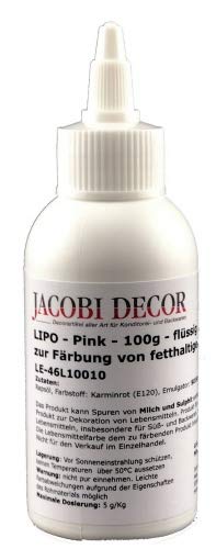 Jacobi Decor Lebensmittelfarbe | LIPO Pink Azofrei 100g zur Färbung von fetthaltigen Lebensmitteln von Jacobi Decor