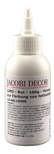 Jacobi Decor Lebensmittelfarbe | LIPO Rot Azofrei 100g zur Färbung von fetthaltigen Lebensmitteln von Jacobi Decor