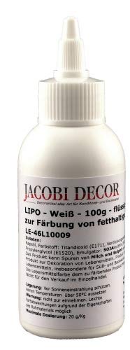 Jacobi Decor Lebensmittelfarbe | LIPO Weiß Azofrei 100g zur Färbung von fetthaltigen Lebensmitteln von Jacobi Decor