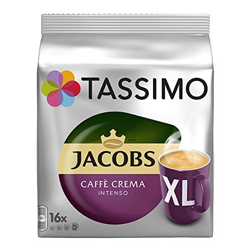 Tassimo Jacobs Caffè Crema Intenso XL, Kaffee Kapsel, Kaffeekapsel, gemahlener Röstkaffee, 16 T-Discs von Tassimo