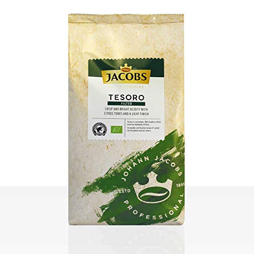 Jacobs Professional Tesoro Filterkaffee, 1kg gemahlener Kaffee, 100% Arabica, Intensität 3/5, Bio- und Rainforest Alliance zertifiziert von Jacobs