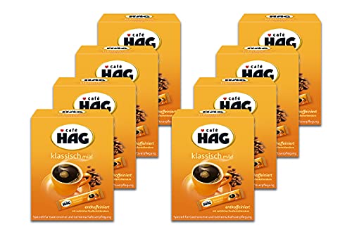 Jacobs Café HAG Klassisch Mild Tassenportion, Löslicher Kaffee entkoffeiniert, Vorratspack 200 Kaffee Instant Sticks (8x25x1,8g = 360g) von Café HAG