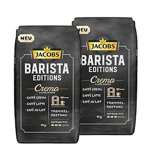 JACOBS Kaffeebohnen Barista Editions Crema 2x1 kg ganze Kaffee Bohnen geröstet von Jacobs