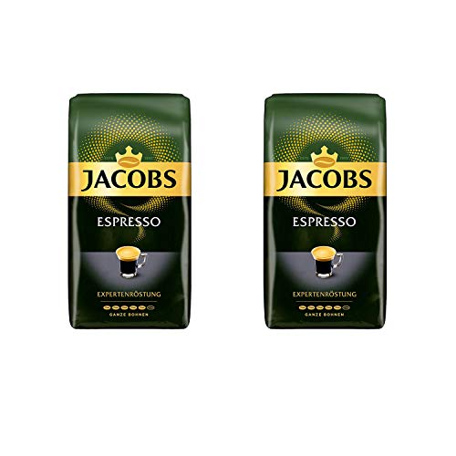 JACOBS Kaffeebohnen Expertenröstung Espresso 2x1kg ganze Kaffee Bohnen geröstet von Jacobs