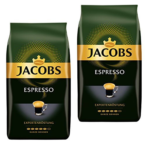 JACOBS Kaffeebohnen Expertenröstung Espresso 2x1kg ganze Kaffee Bohnen geröstet von Jacobs