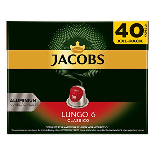 JACOBS Kapseln Lungo 6 Classico 200 Stück XXL-Pack Nespresso®* kompatibel von Jacobs