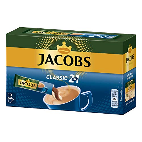 Jacobs 2 für 1 Löslicher Kaffee mit KaffeeweißYer 10 praktische Becher-Portionen, (10 x 14g) 140 g von Jacobs
