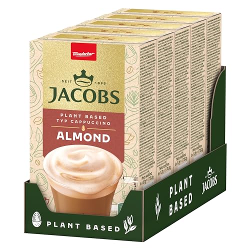 Jacobs Almond Cappuccino Kaffeespezialität, 30 Sticks mit löslichem Bohnenkaffee, 5 x 6 Getränke, Mandel von Jacobs