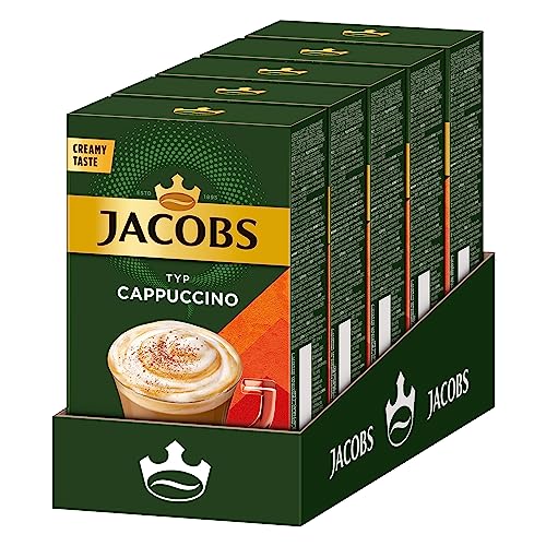 Jacobs Cappuccino Kaffeespezialität, 40 Sticks mit löslichem Bohnenkaffee, 5 x 8 Getränke von Jacobs
