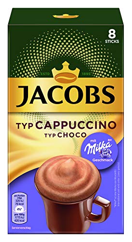 Jacobs Cappuccino Milka, 80 Kaffeesticks, 10er Pack, 10 x 8 Getränke von Jacobs