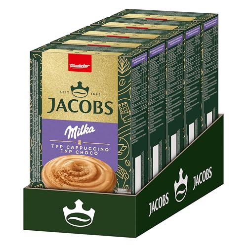 Jacobs Cappuccino Milka Kaffeespezialität, 40 Sticks mit löslichem Bohnenkaffee, 5 x 8 Getränke von Jacobs