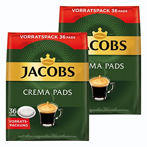 Jacobs Crema Kaffeepads, Vorratspackung, für alle Pad Maschinen, 72 Kaffee Pads, á 6.6 g von Jacobs