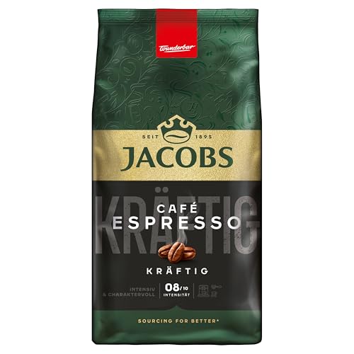 Jacobs Kaffeebohnen Café Espresso, kräftig & würzig, geröstet in Bremen, Intensität 8/10, Kaffee ganze Bohnen, 1 kg von Jacobs