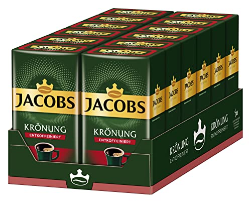 Jacobs Filterkaffee Krönung Entkoffeiniert, 12er Pack, 12 x 500 g gemahlener Kaffee von Jacobs