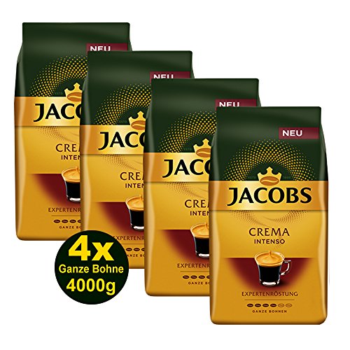 Jacobs Kaffee CREMA INTENSO Expertenröstung Ganze Bohne 4x 1000g (4000g) - Ausgewählte Kaffeesorten! von Jacobs