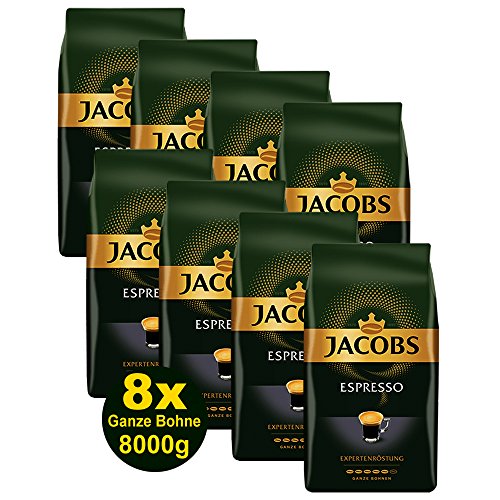 Jacobs Kaffee ESPRESSO Expertenröstung, Ganze Bohne 8x 1000g (8000g) - Ausgewählte Kaffee Sorten! von Jacobs