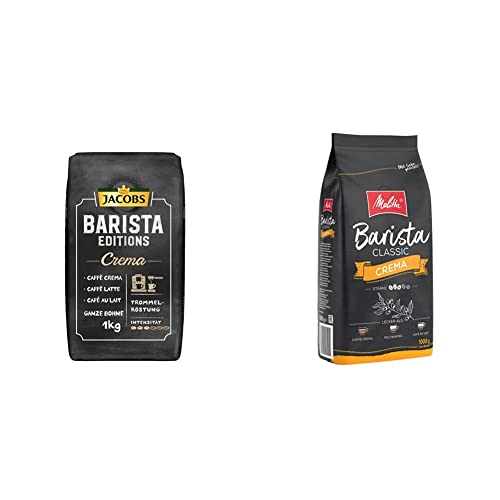 Jacobs Kaffeebohnen Barista Editions Crema, 1kg, 1er Pack & Melitta Barista Crema, Ganze Kaffeebohnen, Stärke 3, 1kg von Jacobs