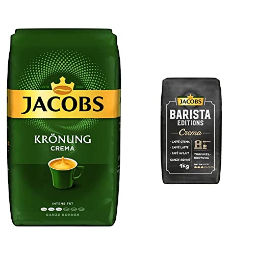 Jacobs Kaffeebohnen Krönung Crema, 1 kg Bohnenkaffee & Kaffeebohnen Barista Editions Crema, 1kg, 1er Pack von Jacobs