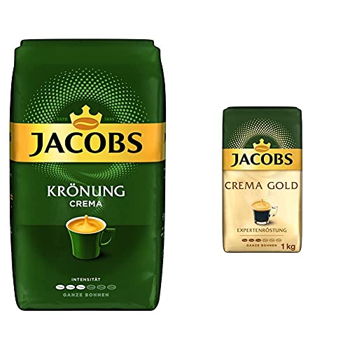 Jacobs Kaffeebohnen Krönung Crema, 1 kg Bohnenkaffee & Kaffeebohnen Expertenröstung Crema Gold, 1 kg Bohnenkaffee von Jacobs