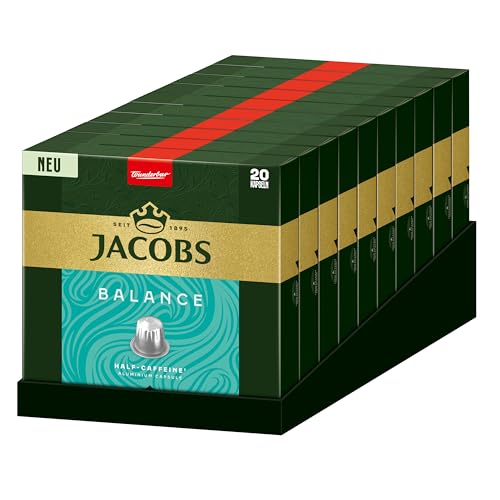 Jacobs Kaffeekapseln Balance, 200 Nespresso kompatible Kapseln, 10er Pack, 10 x 20 Getränke, 1040 g von Jacobs