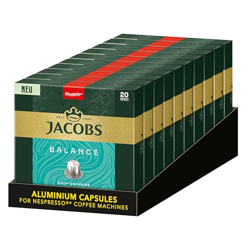 Jacobs Kaffeekapseln Balance, 200 Nespresso kompatible Kapseln, 10er Pack, 10 x 20 Getränke, 1040 g von Jacobs