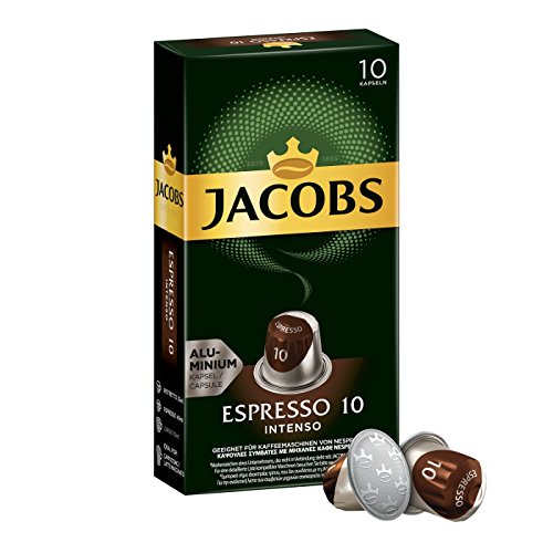 Jacobs Kaffeekapseln Espresso Intenso, Intensität 10 von 12, 10 Nespresso®* kompatible Kapseln, 1er Pack (1 x 52 g) von Jacobs