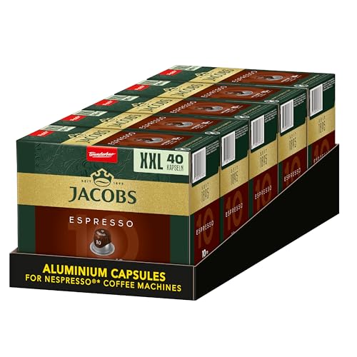 Jacobs Kaffeekapseln Espresso Intenso (nur für kurze Zeit) Megapack XXL, Intensität 10 von 12, 200 Nespresso kompatible Kapseln (5 x 40 Kapseln) von Jacobs