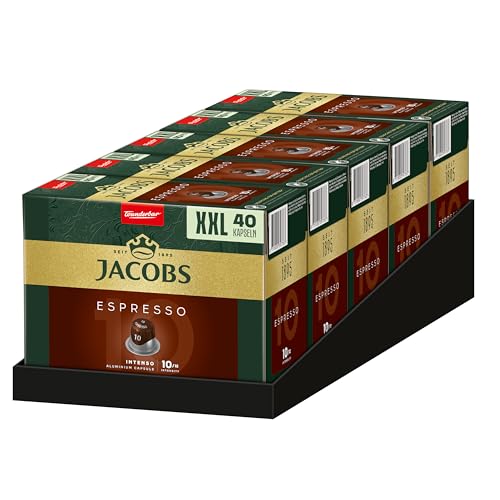 Jacobs Kaffeekapseln Espresso Intenso (nur für kurze Zeit) Megapack XXL, Intensität 10 von 12, 200 Nespresso kompatible Kapseln (5 x 40 Kapseln) von Jacobs