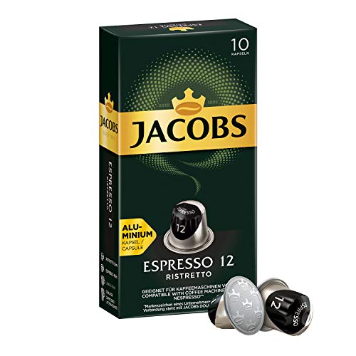 Jacobs Kaffeekapseln Espresso Ristretto, Intensität 12 von 12, 10 Nespresso®* kompatible Kapseln, 1er Pack (1 x 52 g) von Jacobs