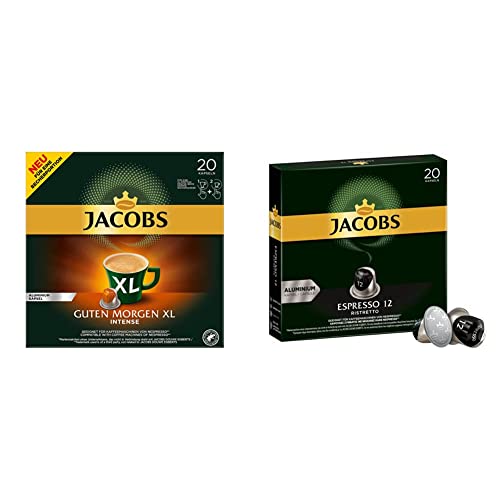 Jacobs Kaffeekapseln Guten Morgen XL Intense - 10er Pack (10 x 20 Getränke) & Kaffeekapseln Espresso Ristretto, Intensität 12 von 12, 200 Nespresso®* kompatible Kapseln, 10 x 20 Getränke von Jacobs