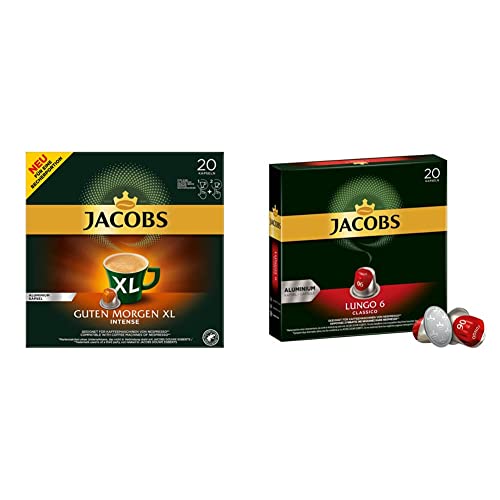 Jacobs Kaffeekapseln Guten Morgen XL Intense - 10er Pack (10 x 20 Getränke) & Kaffeekapseln Lungo Classico, Intensität 6 von 12, 20 Nespresso®* kompatible Kapseln, 10 x 20 Getränke von Jacobs