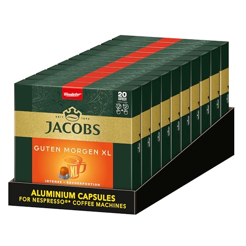 Jacobs Kaffeekapseln Guten Morgen XL Intense - 200 Nespresso kompatible Kapseln, 10er Pack (10 x 20 Getränke) von Jacobs