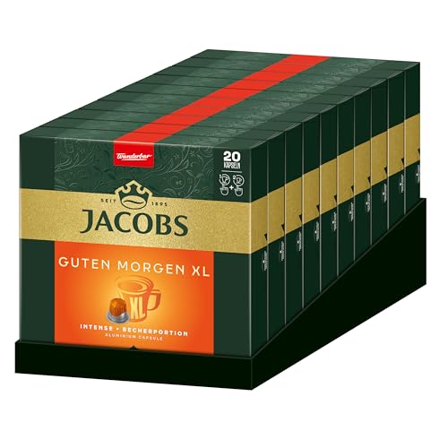 Jacobs Kaffeekapseln Guten Morgen XL Intense - 200 Nespresso kompatible Kapseln, 10er Pack (10 x 20 Getränke) von Jacobs