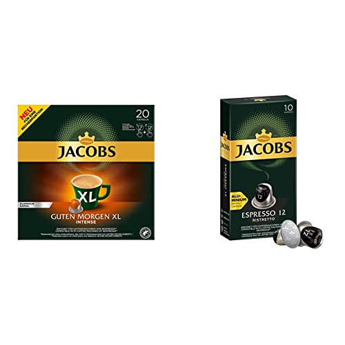 Jacobs Kaffeekapseln Guten Morgen XL Intense - 200 Nespresso kompatible Kapseln & Kaffeekapseln Espresso Ristretto, Intensität 12 von 12, 100 Nespresso®* kompatible Kapseln, 10er Pack,10 x 10 Getränke von Jacobs