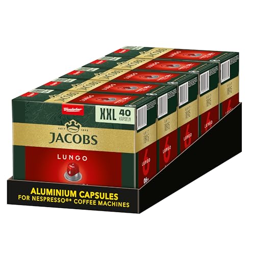 Jacobs Kaffeekapseln Lungo Classico (nur für kurze Zeit) Megapack XXL, Intensität 6 von 12, 200 Nespresso kompatible Kapseln (5 x 40 Getränke) von Jacobs