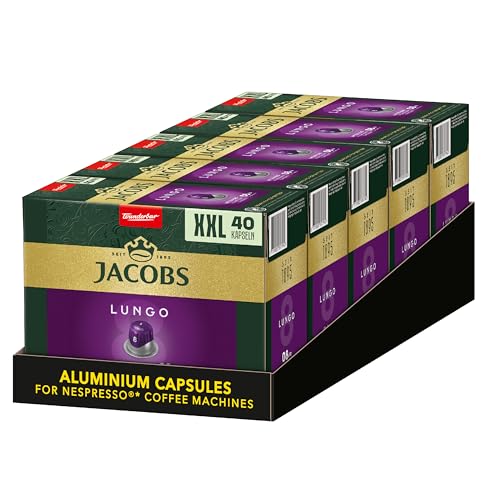 Jacobs Kaffeekapseln Lungo Intenso (nur für kurze Zeit) Megapack XXL, Intensität 8 von 12, 200 Nespresso kompatible Kapseln (5 x 40 Kapseln) von Jacobs