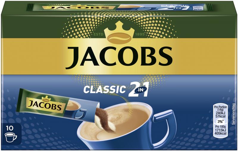 Jacobs Kaffeespezialitäten 2 in1, 10 Sticks mit Instant Kaffee von Jacobs