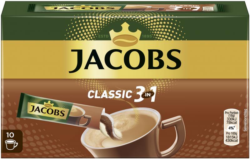 Jacobs Kaffeespezialitäten 3 in 1, 10 Sticks mit Instant Kaffee von Jacobs