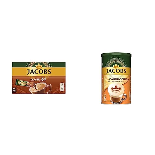 Jacobs Kaffeespezialitäten 3 in 1, 120 Sticks mit Instant Kaffee, 12 x 10 Getränke & Cappuccino entkoffeiniert, 220 g Kaffeespezialitäten von Jacobs