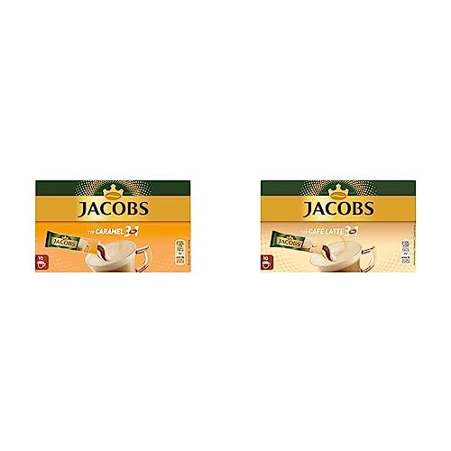 Jacobs Kaffeespezialitäten 3 in 1 Caramel, 120 Sticks mit Instant Kaffee, 12 x 10 Getränke & Kaffeespezialitäten 3 in 1 Typ Café Latte, 120 Sticks mit Instant Kaffee, 12 x 10 Getränke von Jacobs
