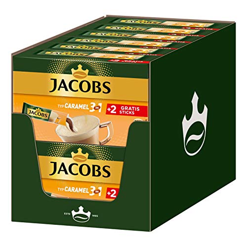 Jacobs Kaffeespezialitäten 3 in 1 Caramel, 144 Sticks mit Instant Kaffee, 12 x 10+2 Getränke von Jacobs