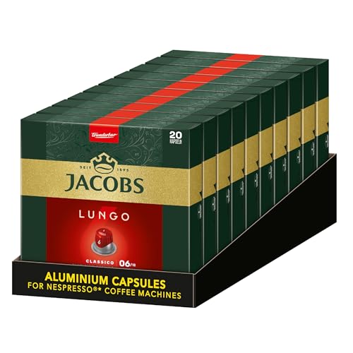 Jacobs Kaffeekapseln Lungo Classico, Intensität 6 von 12, 20 Nespresso®* kompatible Kapseln, 10 x 20 Getränke von Jacobs